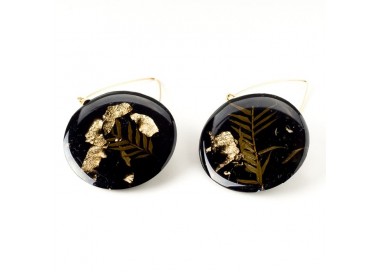 Kolczyki koła złote z roślinami 3