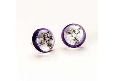 Kolczyki wkrętki fioletowe ręcznie robione