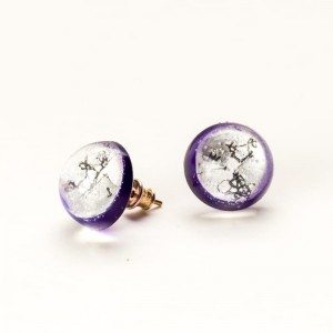 Kolczyki wkrętki fioletowe ręcznie robione biżuteria artystyczna