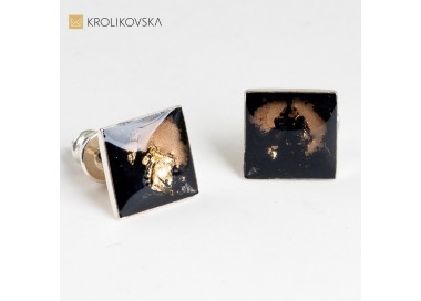 Kolczyki kwadraty, nowoczesna biżuteria.