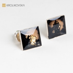 Kolczyki kwadraty, nowoczesna biżuteria.