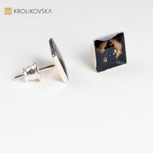Kolczyki kwadraty, nowoczesna biżuteria.