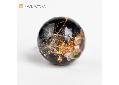 Pierścionek z kolorowymi kwiatami dmuchawca  dla dziewczyny.
