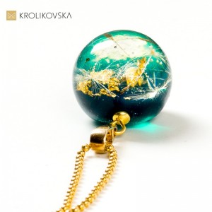 Zestaw na zamówienie. Biżuteria damska, naszyjnik żywica dmuchawiec.