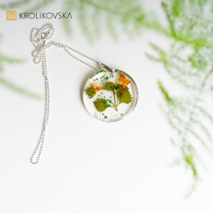 Okrągłe kwiatowe wisiorki, Polska biżuteria handmade.