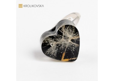 Pierścionek serce z dmuchawcem urodzinowy prezent.