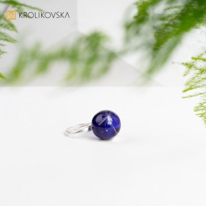 Pierścionek granatowy z dmuchawcem urodzinowy prezent.