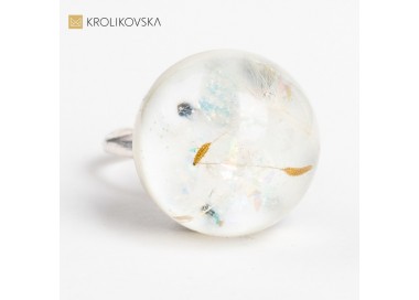 Pierścionek srebrny z dmuchawcami- prezent dla dziewczyny.