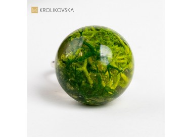 Pierścionek srebrny 925 mech w kulce - oczko pierścionka.
