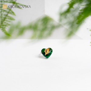 Pierścionek serce srebrny- prezent z zielonym sercem dla dziewczyny.1