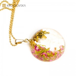 Naszyjnik damski z płatkami złota oryginalny prezent.