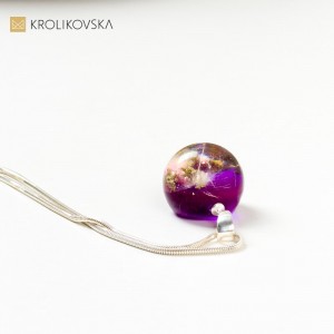 Naszyjnik damski fioletowy oryginalny prezent.