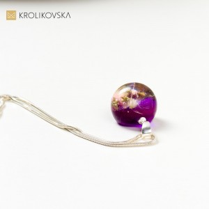 Naszyjnik damski fioletowy oryginalny prezent.