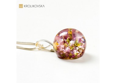 Naszyjnik damski z różowym wrzosem oryginalny prezent.1