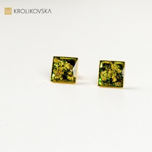 Eleganckie prezenty dla niej, kolczyki wkrętki pozłacane.