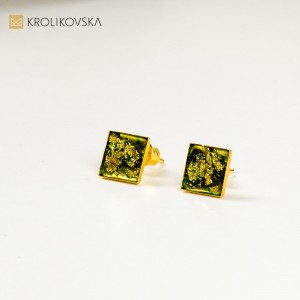 Eleganckie prezenty dla niej, kolczyki wkrętki pozłacane.