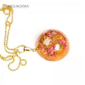 Eleganckie prezenty dla niej, naszyjnik damski z wrzosem miedziany.