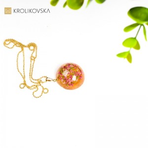 Eleganckie prezenty dla niej, naszyjnik damski z wrzosem miedziany.