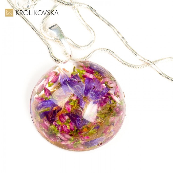 Roślinny wisiorek na szyję, Polska biżuteria handmade.