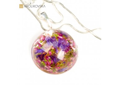Roślinny wisiorek na szyję, Polska biżuteria handmade.