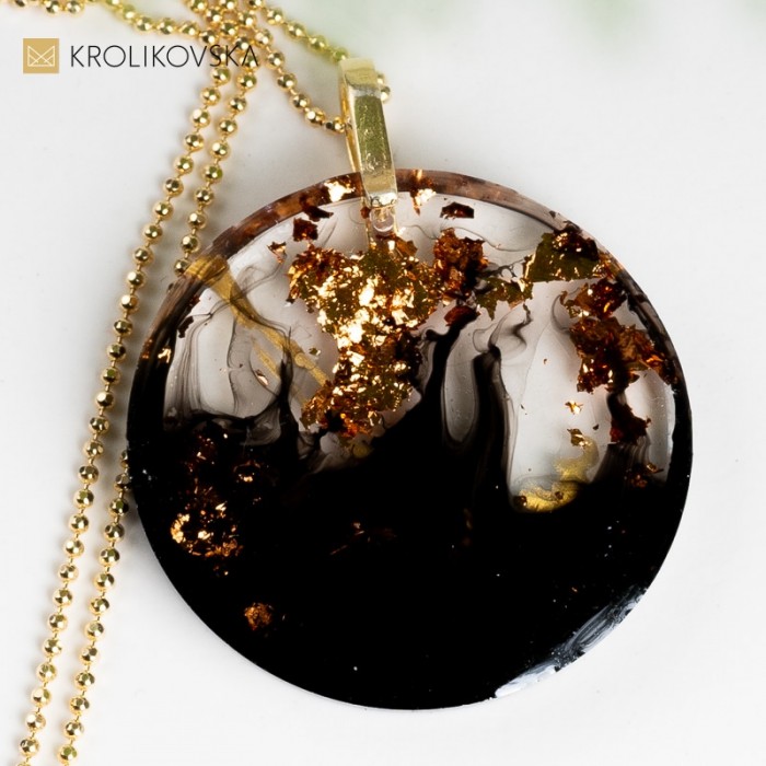 Prezent marzeń czarny naszyjnik, Polska biżuteria handmade.