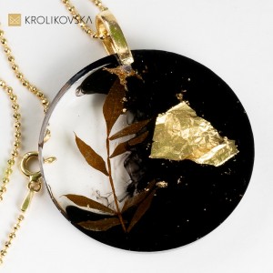 Duża biżuteria artystyczna z paprotką.