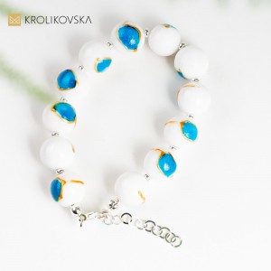 Bransoletka z Kamieni Naturalnych na 40 Rocznice - malowana ręcznie.