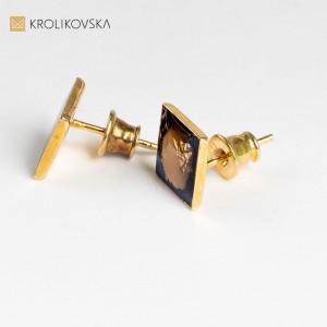 Kolczyki wkrętki kwadratowe, Awangarda nowoczesna biżuteria.