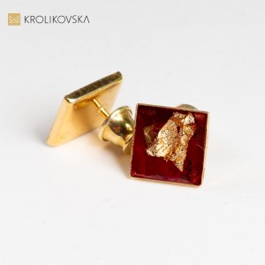 Kolczyki czerwono złote, Awangarda nowoczesna biżuteria.
