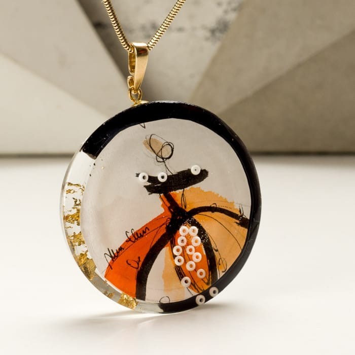 Autorska biżuteria artystyczna, naszyjnik grafika.