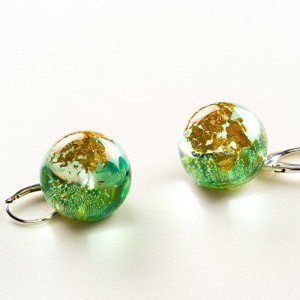 Kolczyki na prezent zielone srebrne kolczyki