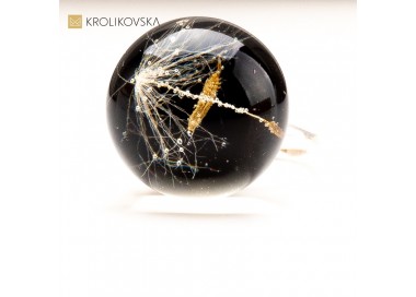 Pierścionek dmuchawcami w Żywicy - Wyjątkowy Upominek.
