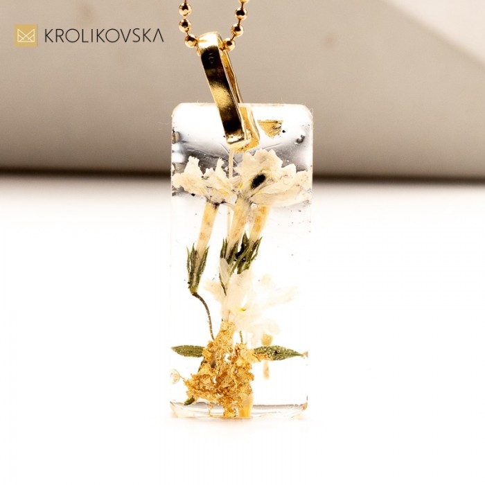 Zestaw Biżuterii z Roślinami w Żywicy - Prezent na Dzień Matki.