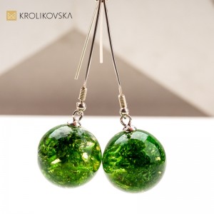 Biżuteria handmade z kwiatami - kolczyki z mchem.