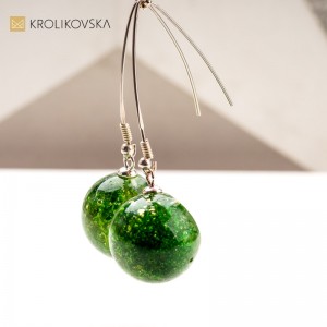 Biżuteria handmade z kwiatami - kolczyki z mchem.