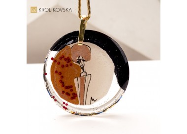 Naszyjnik z Ręcznie Malowaną Grafiką – Biżuteria Stworzona przez Artystkę.