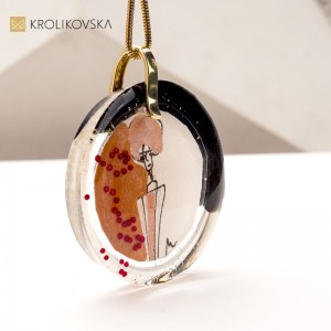 Unikatowy Naszyjnik z Ręcznie Malowaną Grafiką – Biżuteria Stworzona przez Artystkę.