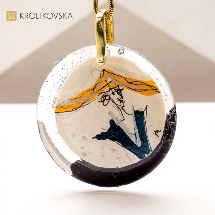 Unikatowy Naszyjnik z Grafiką – Stworzony przez Artystkę, Jedyny w Swoim Rodzaju.