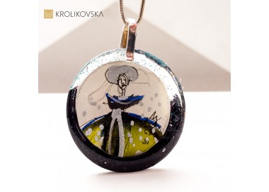 Biżuteria Artystyczna – Naszyjnik z Ręcznie Malowaną Ilustracją.