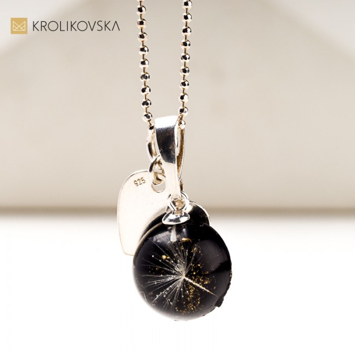 Kobiecy naszyjnik z dmuchawcem - serce z grawerem.