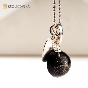 Kobiecy naszyjnik z dmuchawcem - serce z grawerem.