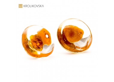 Kolczyki z bursztynem - nowoczesna biżuteria artystyczna.
