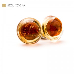 Kolczyki biżuteria artystyczna z bursztynem.
