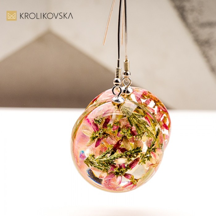 Kolczyki handmade z wrzosem – prezent dla miłośniczki natury