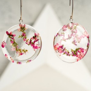 Kolczyki damskie srebrne z kwiatami wrzosu