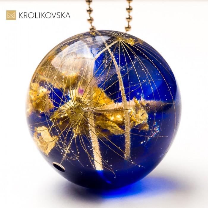 Naszyjnik -Wisior Kula z Dmuchawcem – Złocone Srebro.