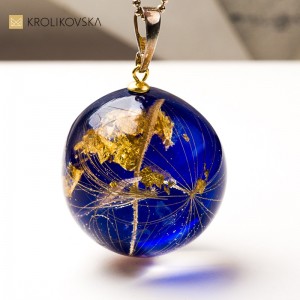 Naszyjnik -Wisior Kula z Dmuchawcem – Złocone Srebro.