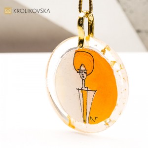 Naszyjnik, obraz z autorską grafiką – biżuteria artystyczna