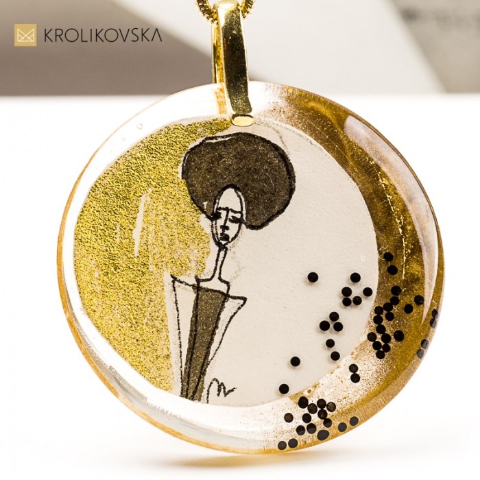 Naszyjnik z Miniaturą Obrazu – biżuteria handmade z autorską grafiką