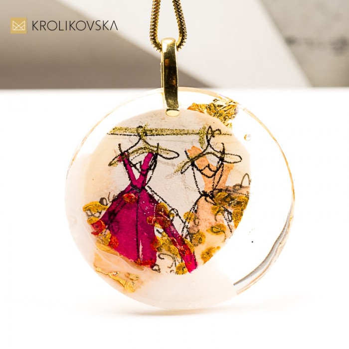 Naszyjnik Artystyczny z Autorską Grafiką w Żywicy